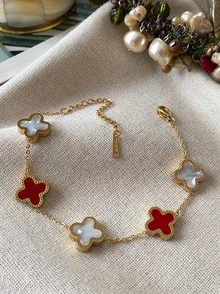 Çelik Luv Çift Renk Yonca Bileklik