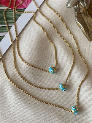 Çelik Bract Mavi Kolye