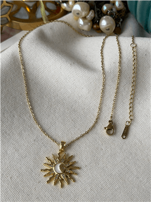 Çelik Mineli Ay ve Güneş Kolye