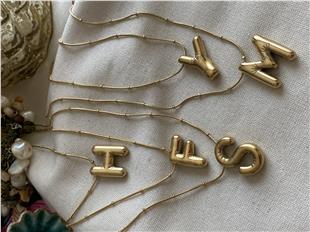 Çelik Mini Dorikalı Balon Harf Kolye