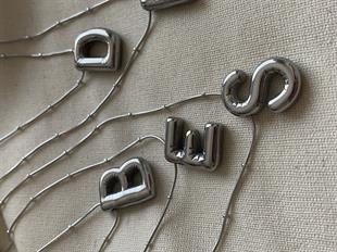 Çelik Mini Dorikalı Balon Harf Kolye