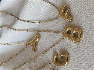 Çelik Mini Dorikalı Bubble Harf Kolye