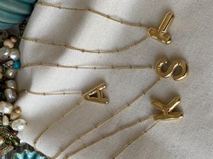 Çelik Mini Dorikalı Bubble Harf Kolye