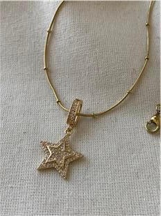 Çelik Mini Dorikalı Taşlı Yıldız Kolye