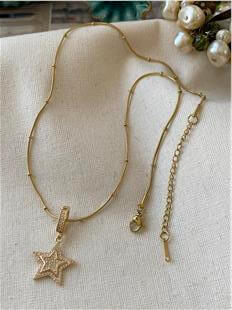 Çelik Mini Dorikalı Taşlı Yıldız Kolye