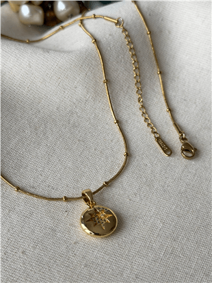 Çelik Mini Dorikalı Yıldız Plaka Kolye