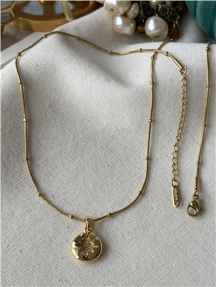 Çelik Mini Dorikalı Yıldız Plaka Kolye