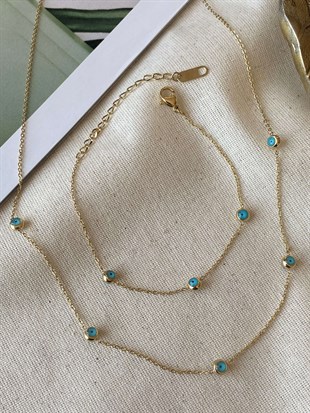 Çelik Mini Göz Kolye ve Bileklik Set