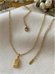 Çelik Mini Külçe Altın Kolye