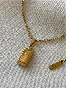 Çelik Mini Külçe Altın Kolye