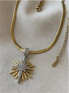 Çelik Mix Parlak Yıldız İtalyan Kolye