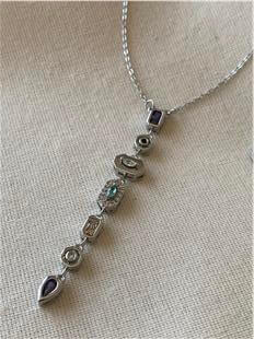 Çelik Mor Taşlı Silver Dekolte Kolye