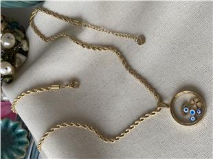 Çelik Nazar Nefel Charmlı Çerçeve Kolye