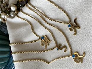 Çelik Nazarlı Burgu Harf Kolye