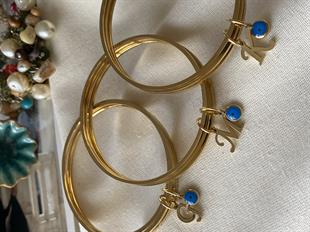 Çelik Nazarlı Harf Charmlı Ajda Bilezik Seti