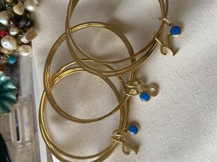 Çelik Nazarlı Harf Charmlı Ajda Bilezik Seti