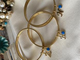 Çelik Nazarlı Harf Charmlı Ajda Bilezik Seti