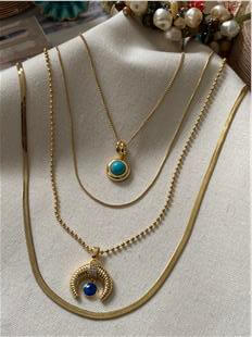 Çelik Nazarlı Hilal Çoklu Kolye