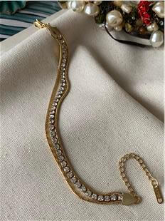 Çelik Ortası Taşlı Zincir Bileklik