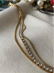 Çelik Ortası Taşlı Zincir Bileklik