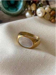 Çelik Oval Sedef Yüzük