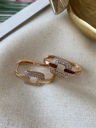 Çelik Oval Taşlı Küpe