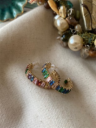 Renkli Baget Halka Küpe