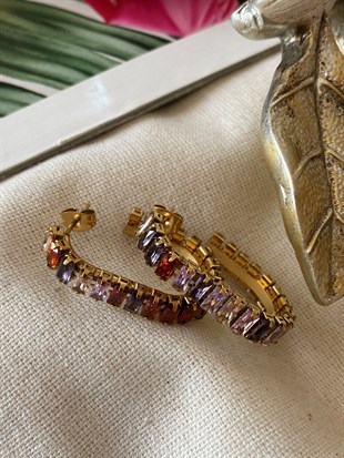 Çelik Renkli Baget Oval Küpe