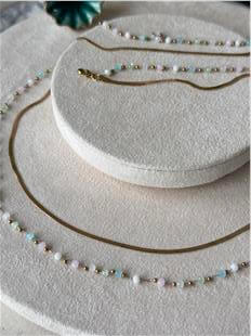 Çelik Renkli Taşlı Göbek Zinciri