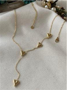 Çelik Sallantılı Sıralı Kalp Kolye