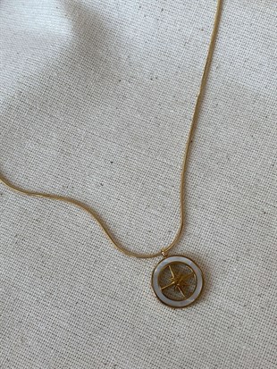 Çelik Sedefli Kuzey Yıldızı Kolye