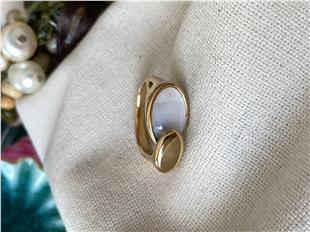 Çelik Sedefli Oval Yüzük