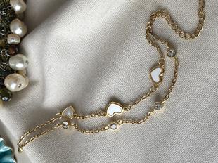 Çelik Sedefli Sıralı Kalp Bileklik