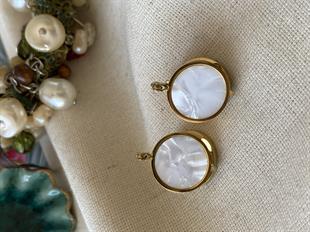 Çelik Sedefli Yuvarlak Küpe