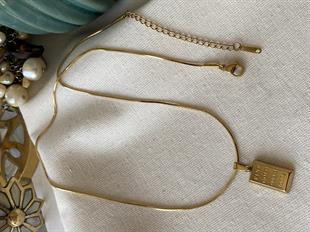 Çelik Silindir Zincirli Külçe Altın Kolye