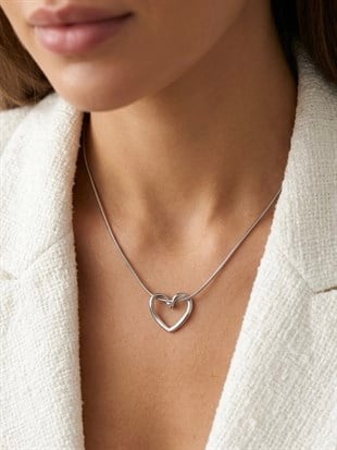 Çelik Silver Düğüm Kalp Kolye