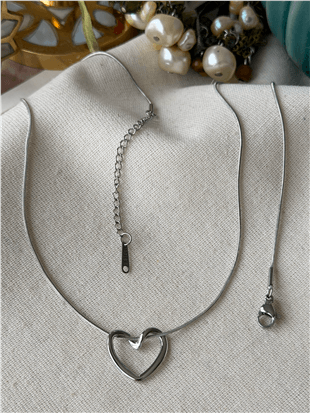 Çelik Silver Düğüm Kalp Kolye