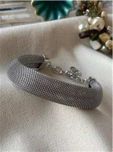 Çelik Silver Kalın Hasır Bileklik