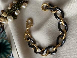 Çelik Siyah Zincirli Bileklik