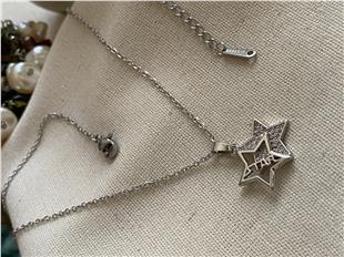 Çelik Star Yazılı İkili Charm Kolye