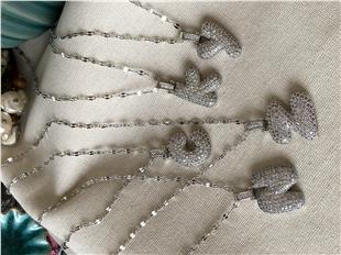 Çelik Taşlı Bombeli Harf Kolye