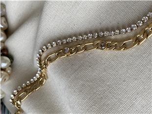 Çelik Suyolu Detaylı Figaro Bileklik