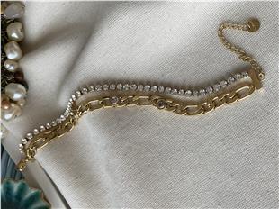 Çelik Suyolu Detaylı Figaro Bileklik