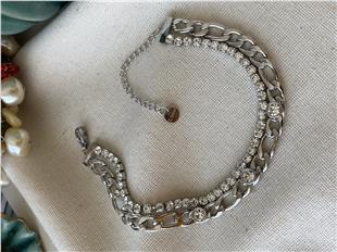 Çelik Suyolu Detaylı Figaro Bileklik