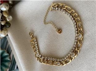 Çelik Suyolu Detaylı Figaro Bileklik