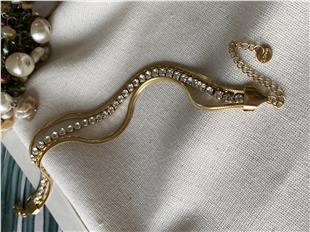 Çelik Suyolu Detaylı İtalyan Bileklik