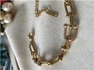 Çelik Taş Detaylı Tffny Bileklik