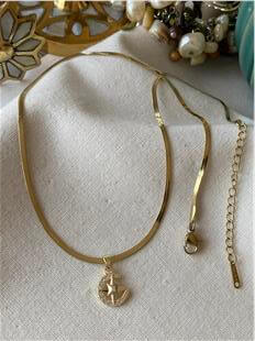 Çelik Taşlı Ay ve Kutupyıldızı Charmlı Kolye