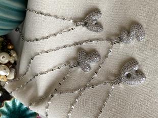 Çelik Taşlı Bombeli Harf Kolye