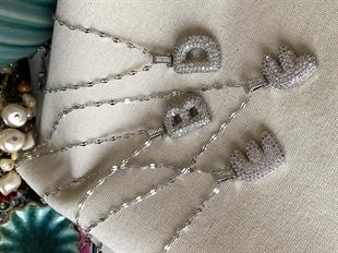 Çelik Taşlı Bombeli Harf Kolye